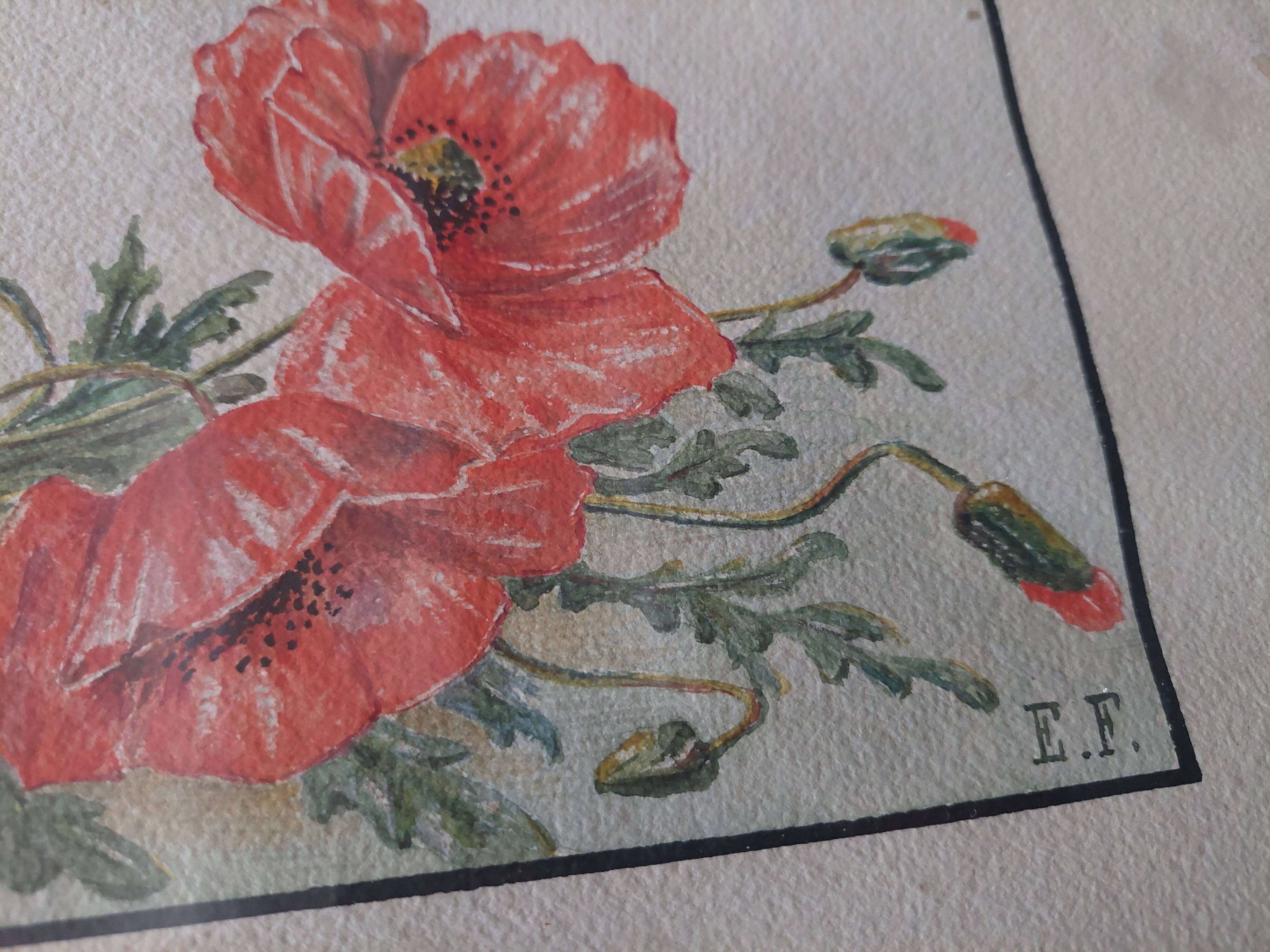 Watercolor bouquet of flowers, first half of the 20th century