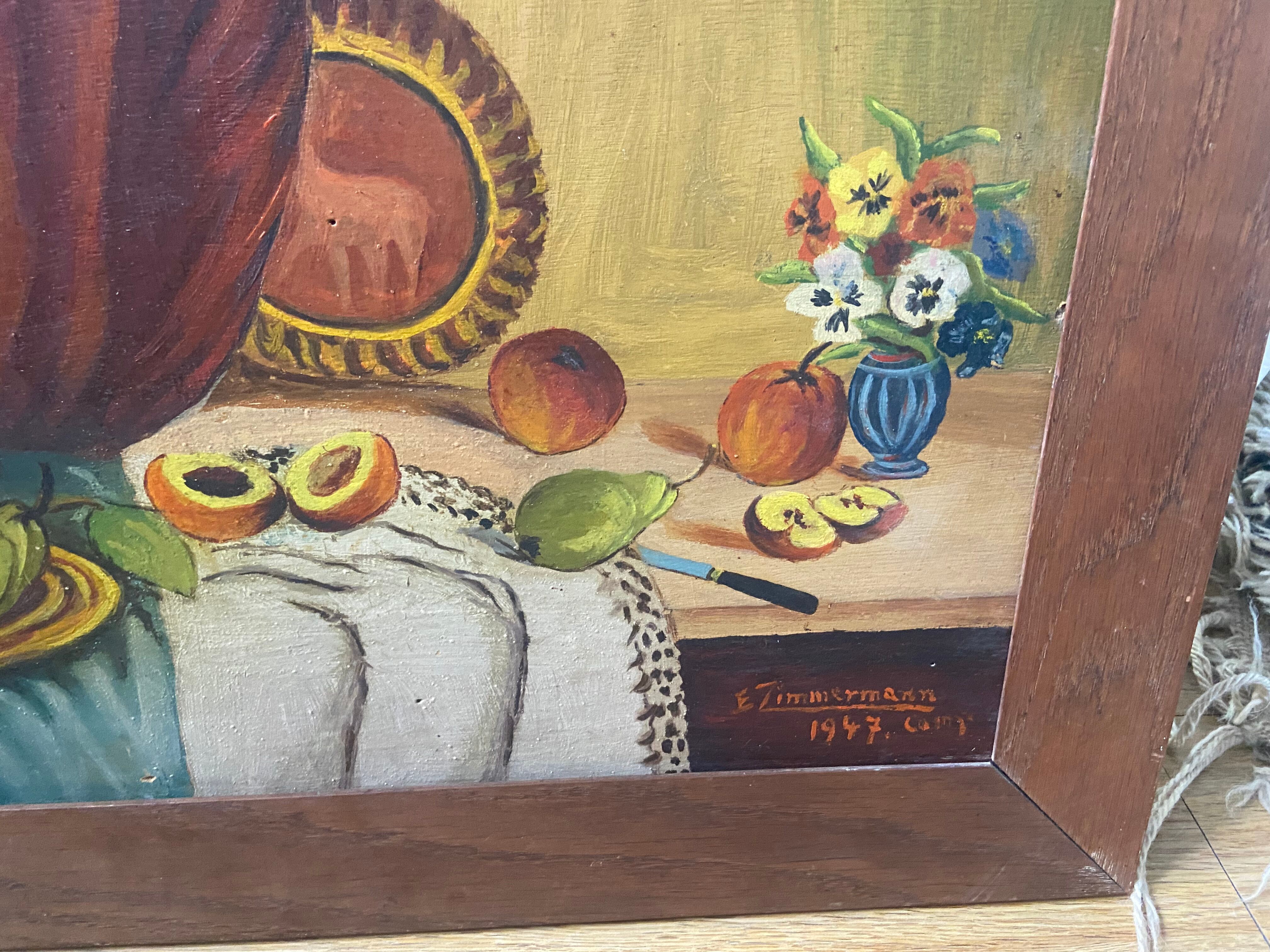 Tableau huile sur bois des années 50