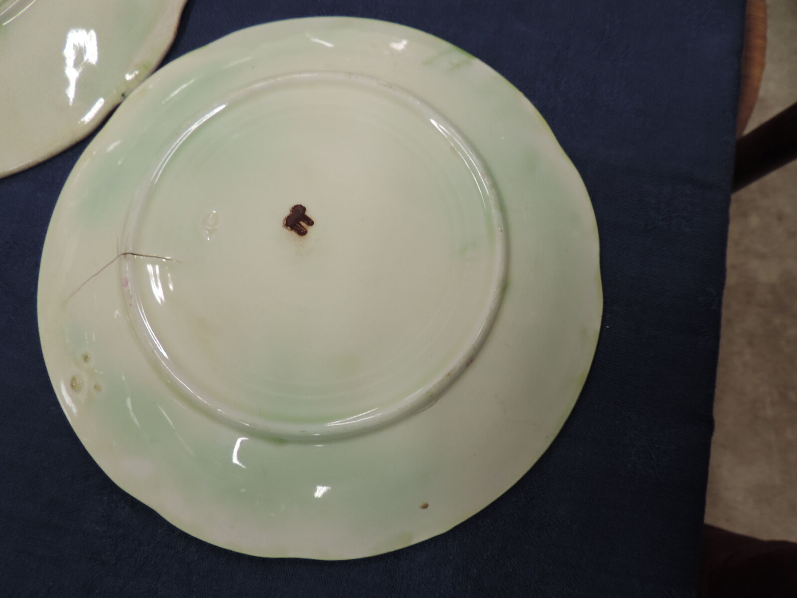 Set of six old slurry dessert plates