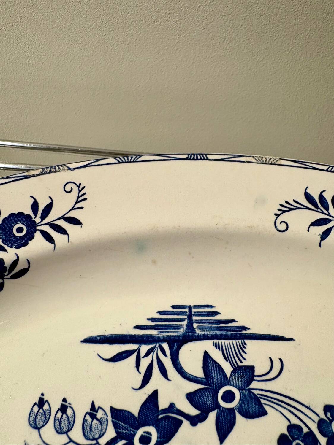 Antique oval Boch platter – “Grand Bouquet” decoration