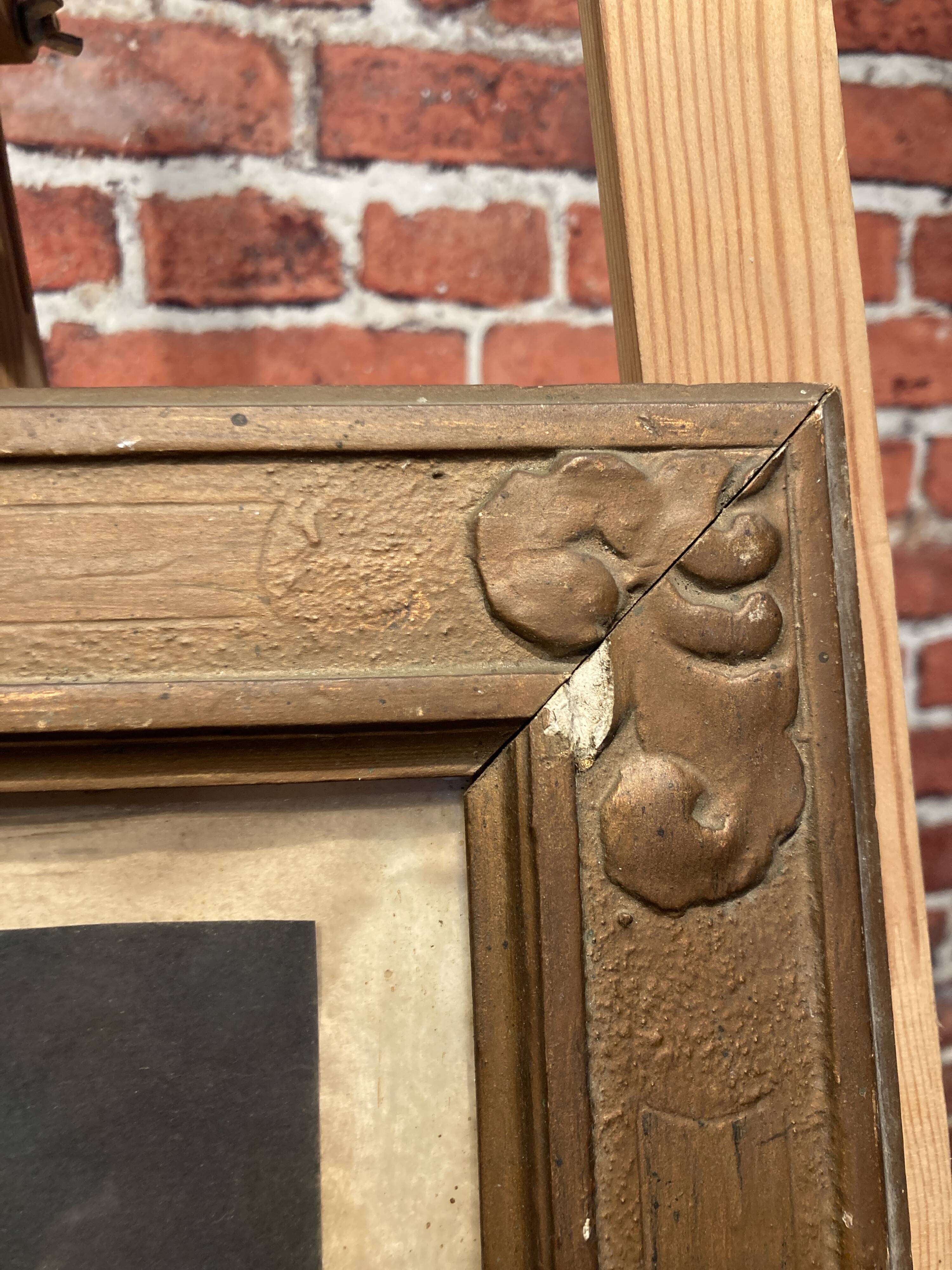 Framed painting of a man on mica.