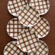 Set of 8 brown checkered plates Moulin des Loups tablecloth