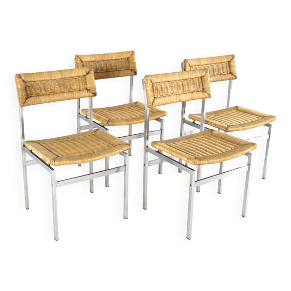 Ensemble de 4 chaises de salle à manger 'Wehl' - style japandi - wabi-sabi
