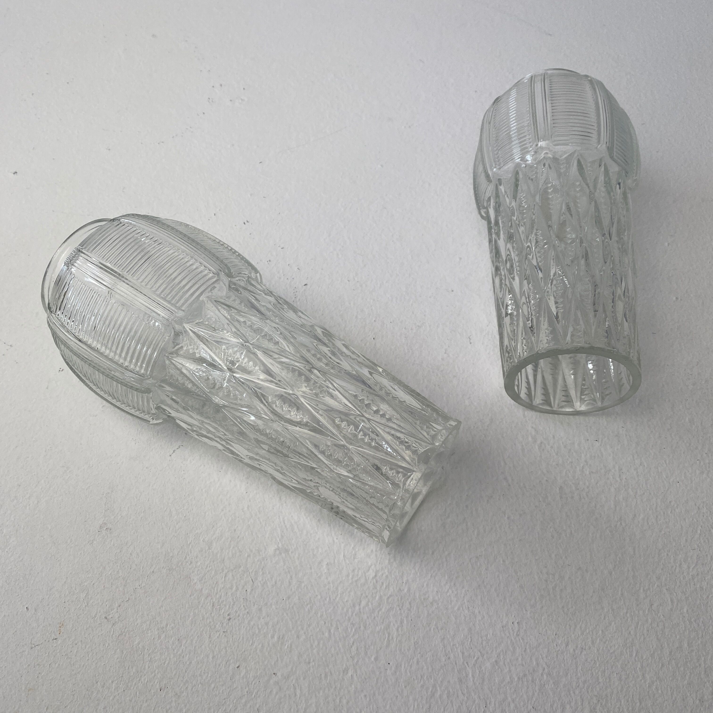 Old double wall lamp in vintage molded glass