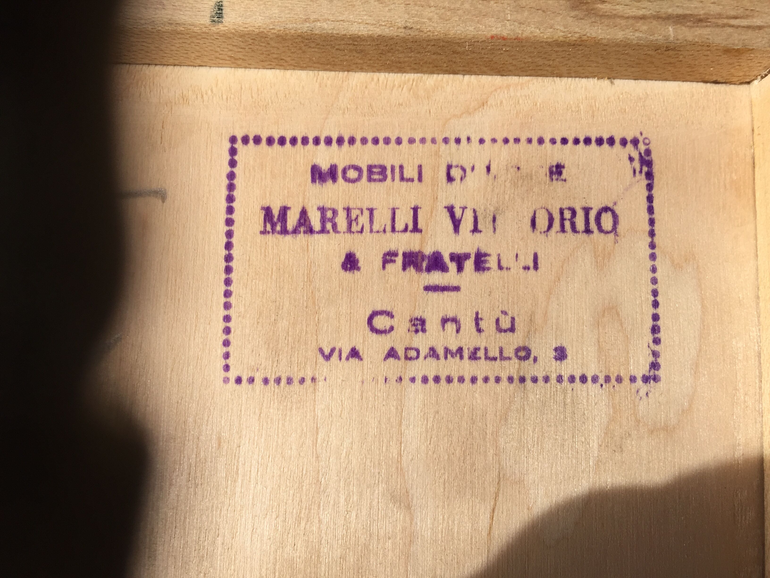 Vintage secretary desk, known as donkey's back, in cherry wood, Italian by Marelli & Fratelli.