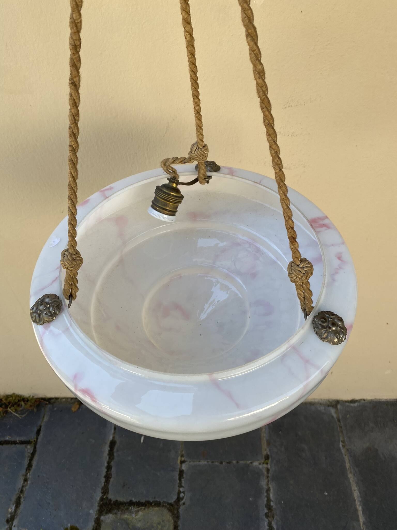 Vintage white and pink opaline chandelier