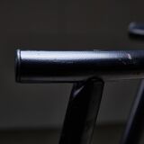 Black leather and steel dining chairs - set of 4