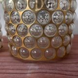 Pair of vintage wall lights with metal and bubbled glass globes