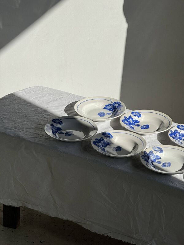 Lot de 14 assiettes creuses anciennes Moulin des Loups Hamage Modèle Edmond