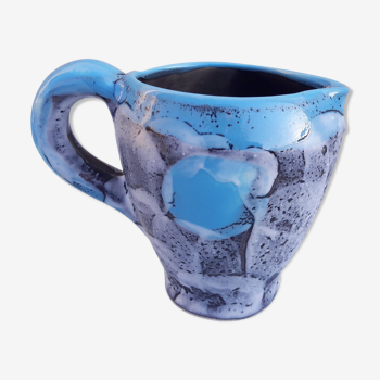 Blue ceramic milk pot