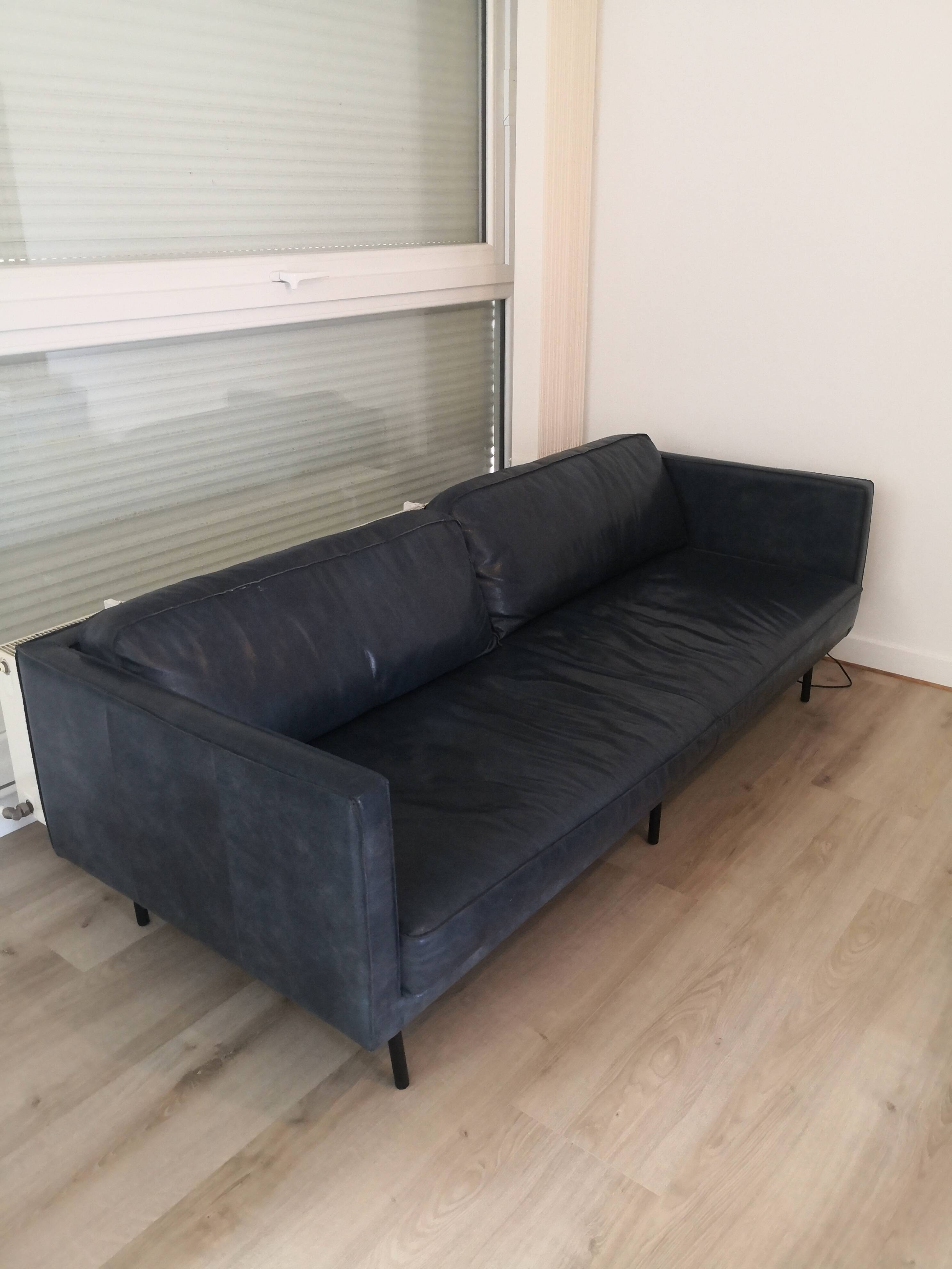 Oxford blue leather sofa