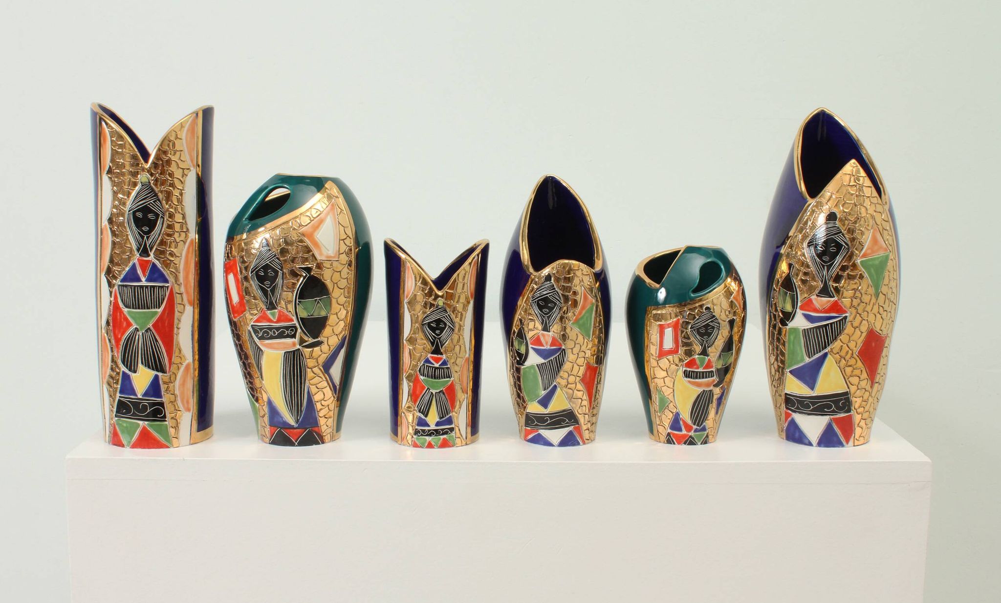 Set of six vases from Sesto di Fiamma, Italy, 1950s.