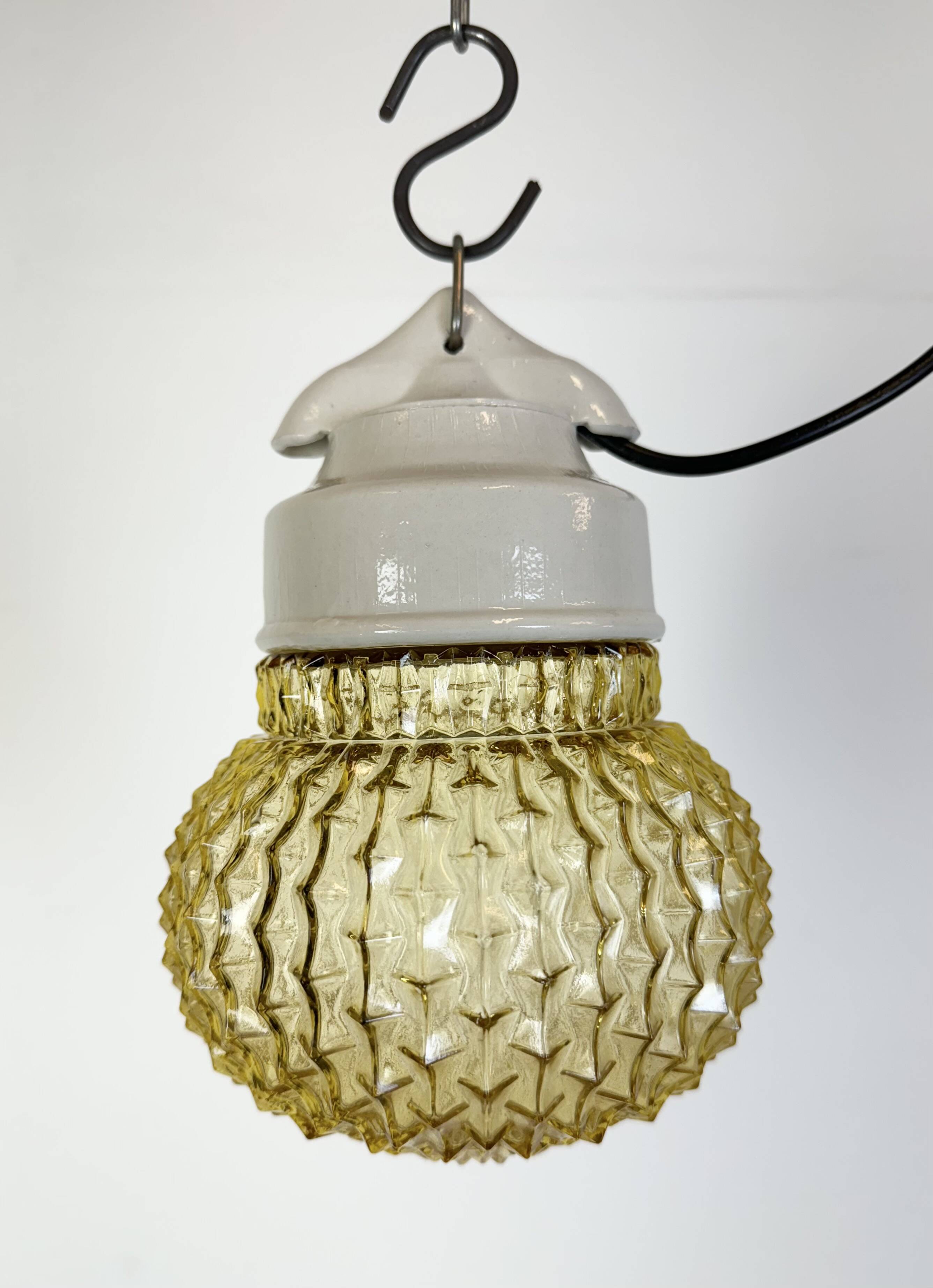 Vintage white porcelain pendant light, 1970s