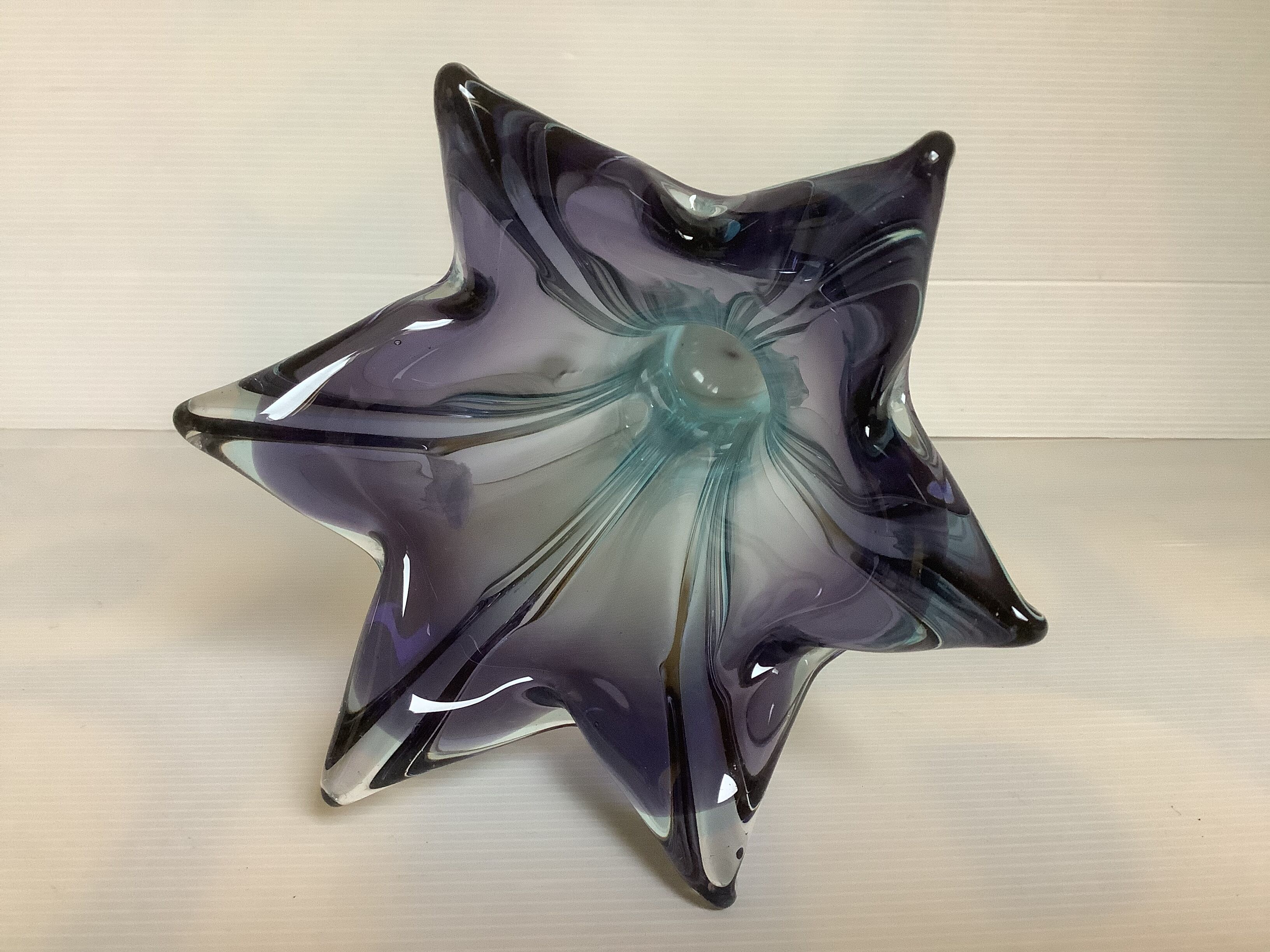 Vase flower star glass Murano bicolor