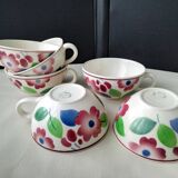 6 Villeroy Boch Mettlach earthenware teacups