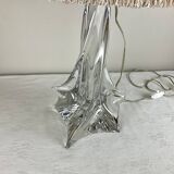 Solid glass lamp and dried flower lampshade from the 60s/70s