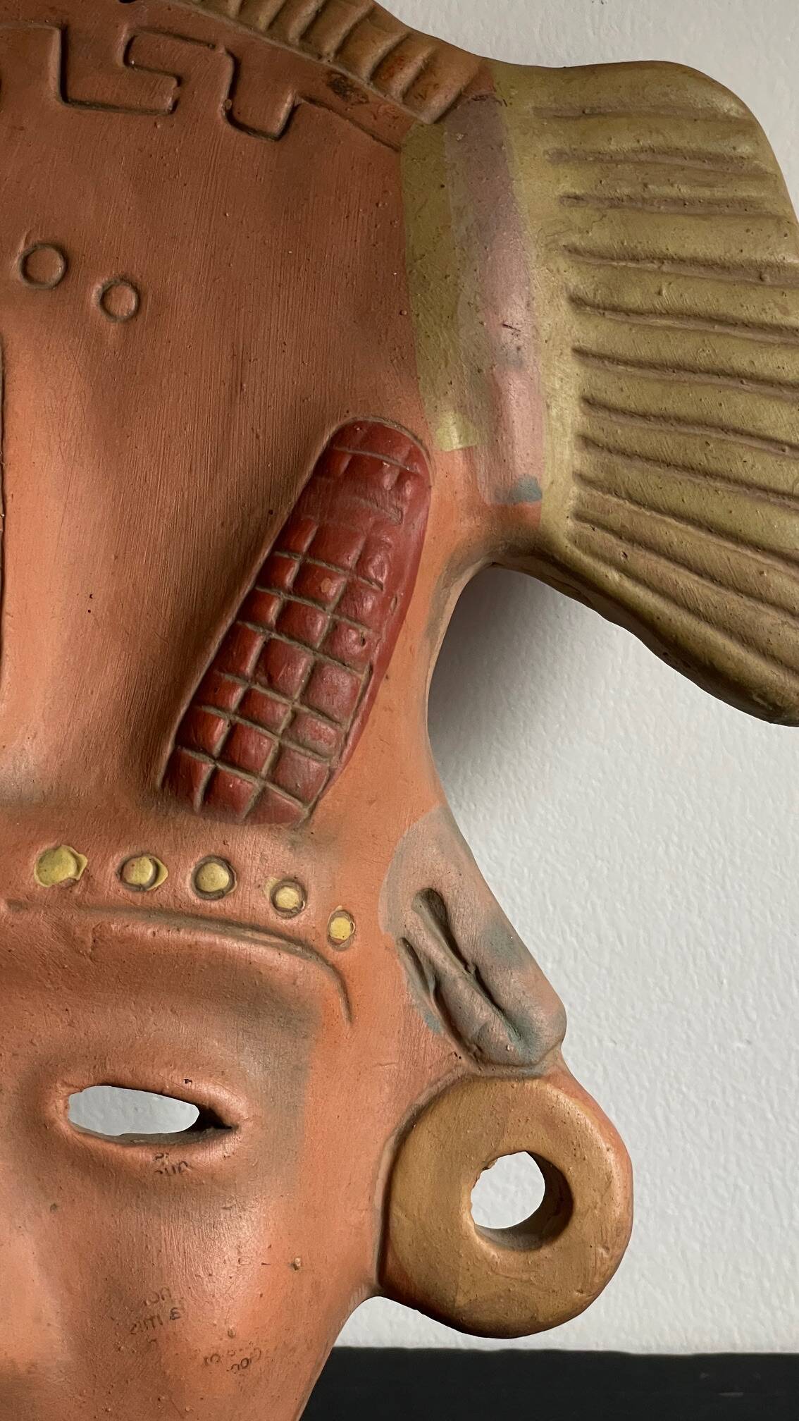 Masque terre cuite reproduction vintage mexique