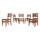 Ensemble de six chaises de salle à manger en chêne français du milieu du siècle (6)