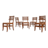 Ensemble de six chaises de salle à manger en chêne français du milieu du siècle (6)