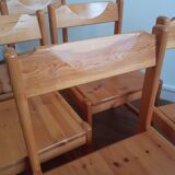 Serie de 6 chaises en pin 1980