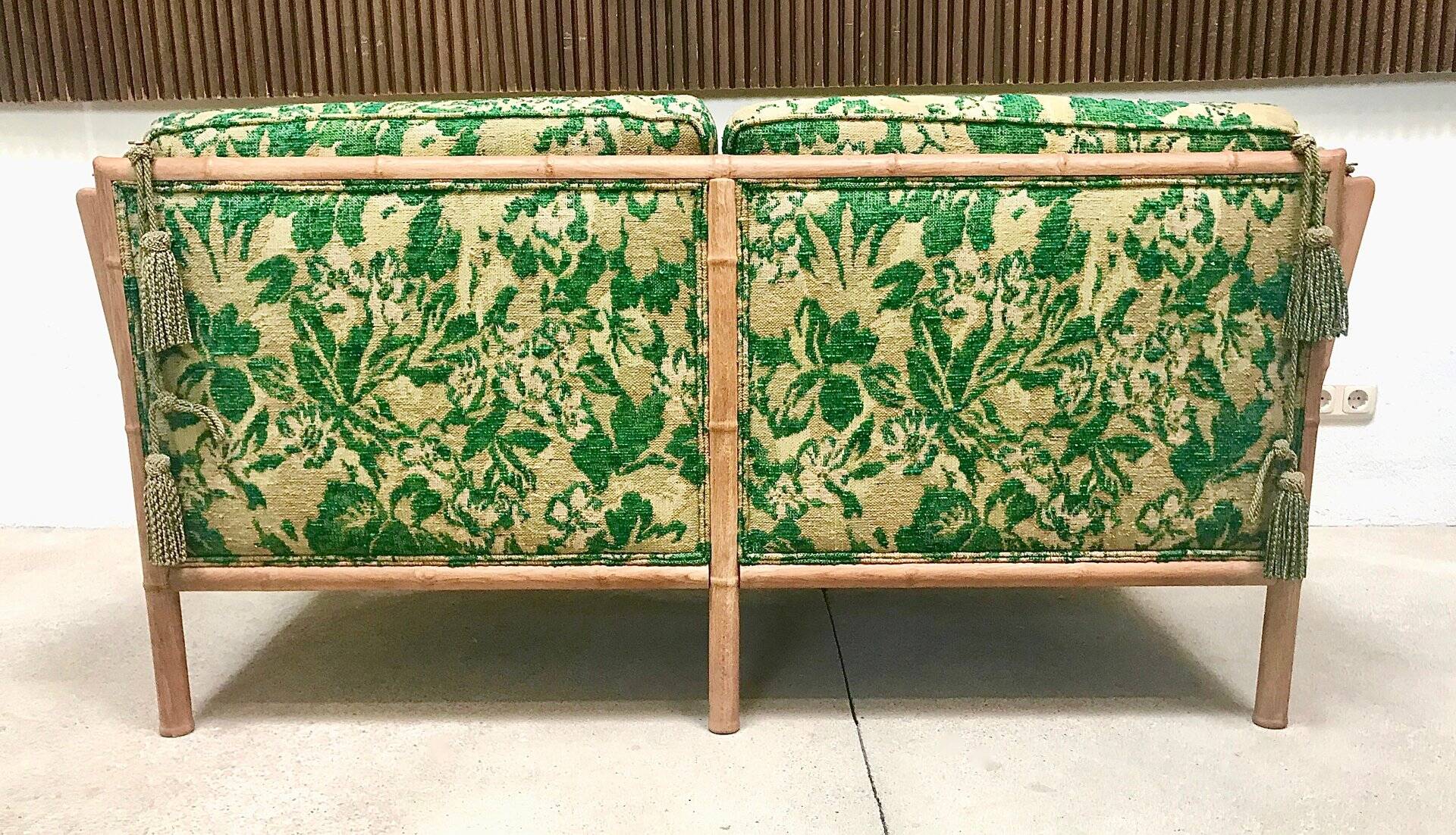 Convertible Two-Seater Sofa / Daybed in Bamboo Style, France 1960s