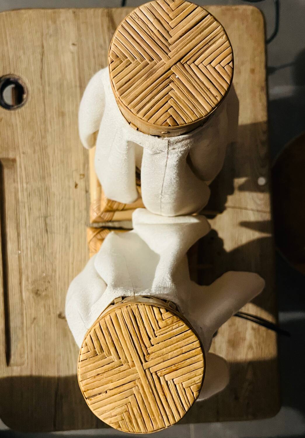 70s bamboo parasol lamps