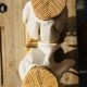 70s bamboo parasol lamps
