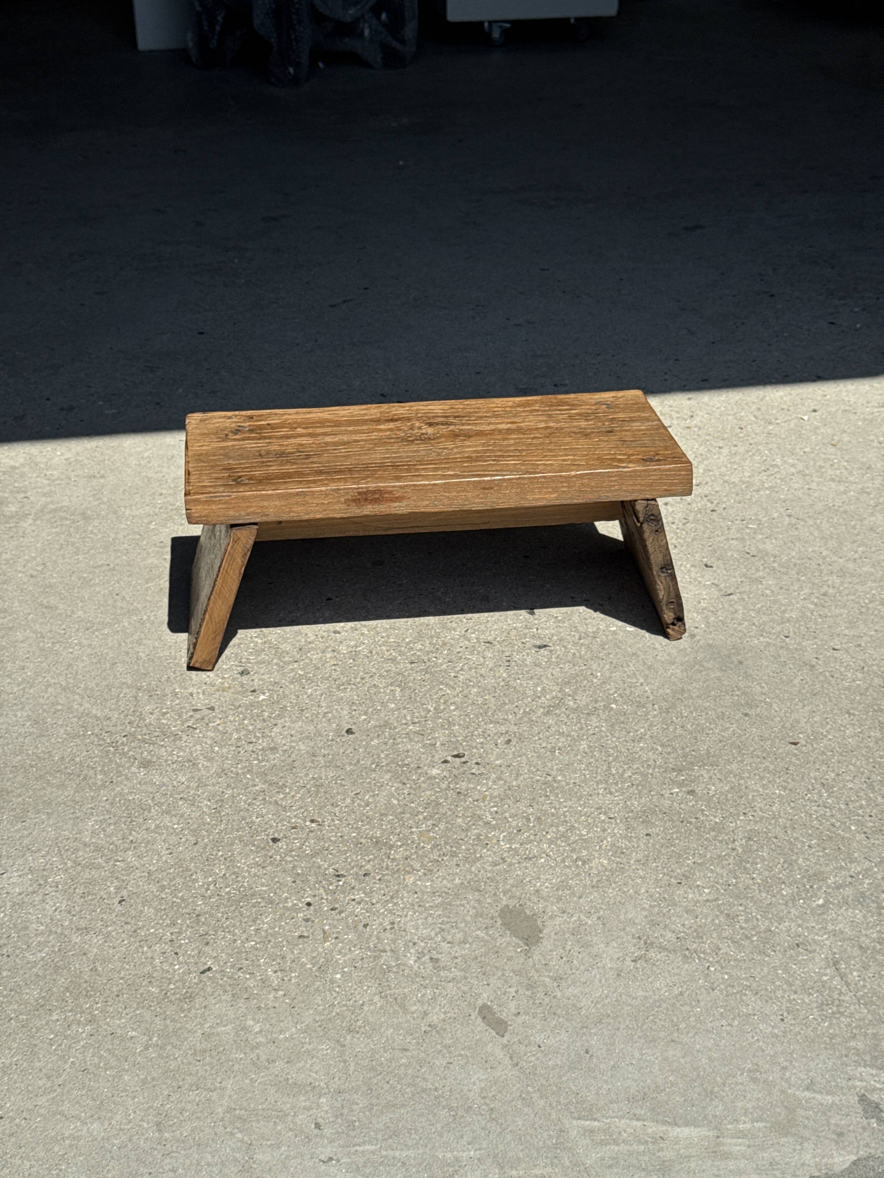 Small low bench in old teak from Indonesia H16 L39