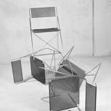 Minimalist Metal X-Line Chairs by Niels Jørgen Haugesen for Hybodan, 1970s, Set of 4