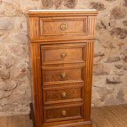Louis XVI style bedside chest of drawers, marble top, late 19th century.