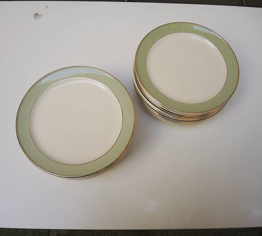22 Antique Villeroy & Boch Celadon Dinner Plates