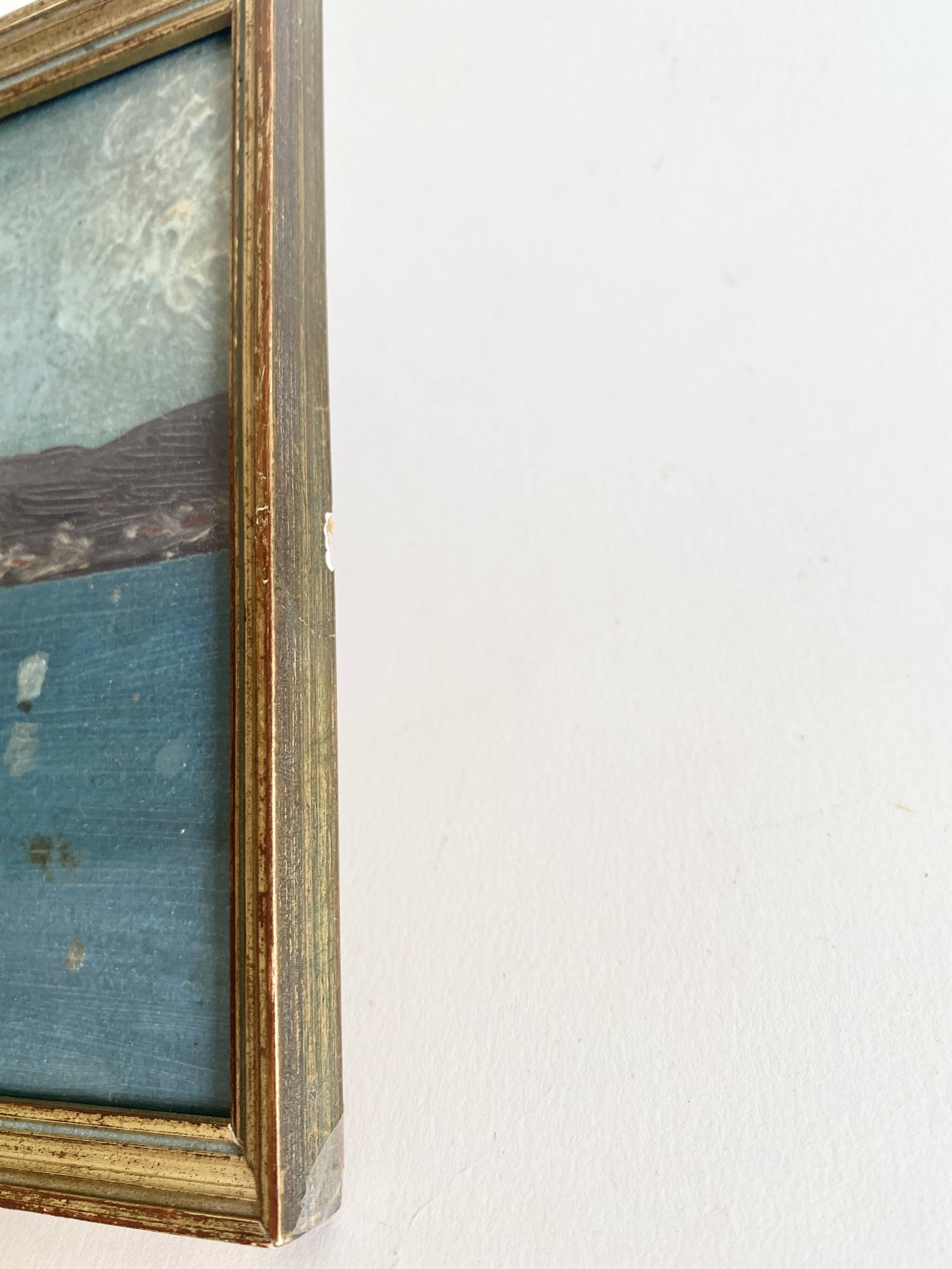 Oil circa 1900, wooden frame and glass