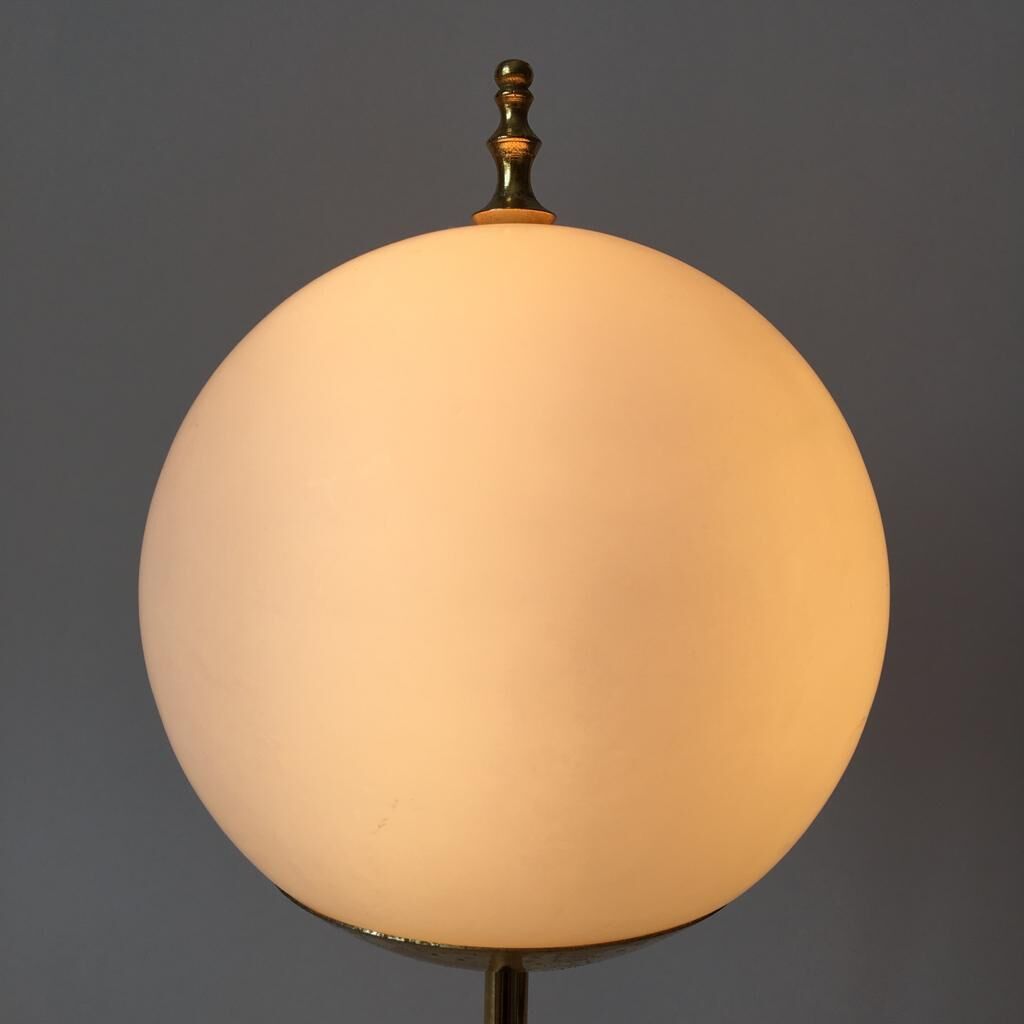 Vintage german brass and opaline glass table lamp
