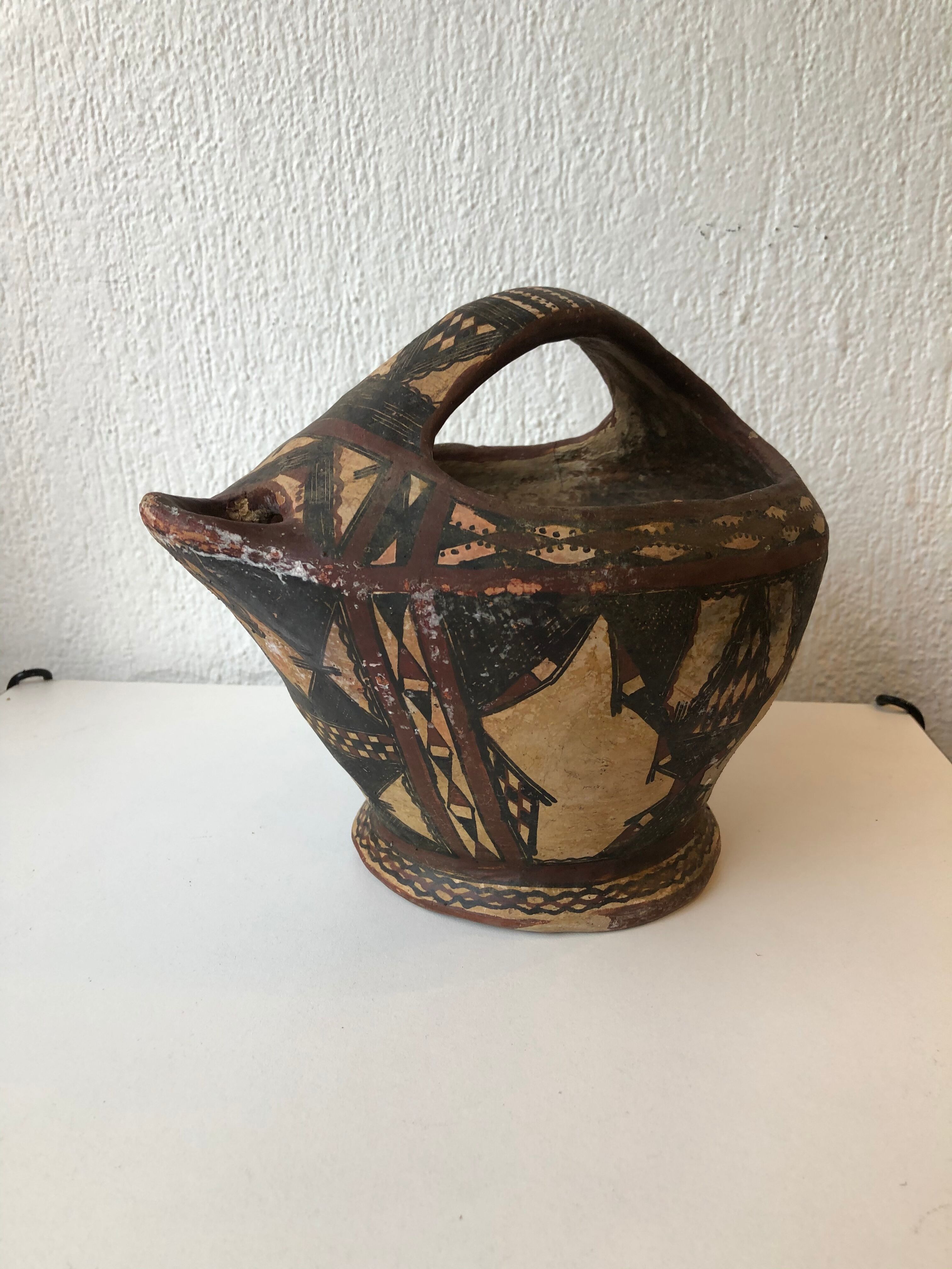 Pottery or Kabyle jug. Algeria around 1950 . Ethnic Popular Art