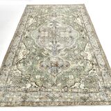 5x9 Turkish Olive Green & Cream Floral Vintage Area Rug, 169x280Cm