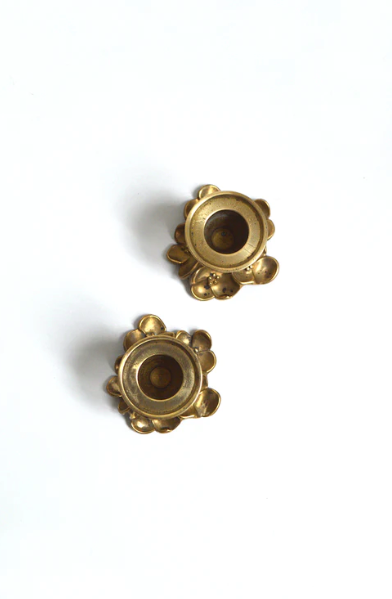 Duo of brass candle holders