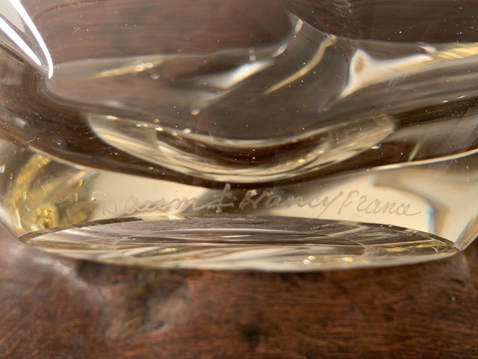 Yellow cut in molded crystal, Daum Nancy