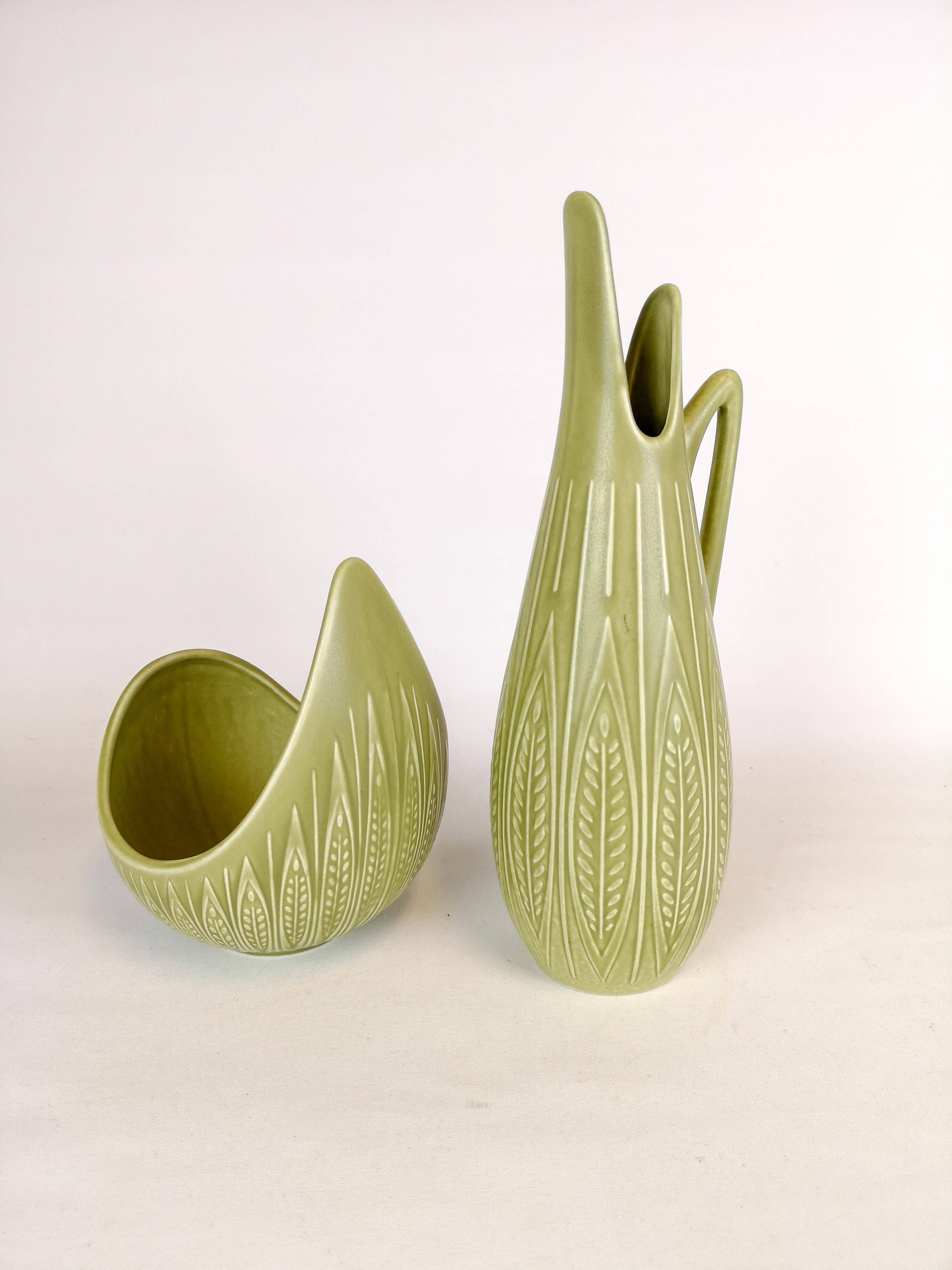 Bol et Vase Céramique Moderne du Milieu du Siècle "Rialto" par Gunnar Nylund pour Rörstrand