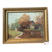 Vintage Autumn Landscape Oil Painting