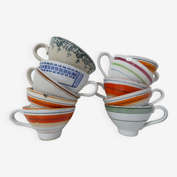 10 old bistro cups bowled with citre Sarreguemines Terre de Fer Gien