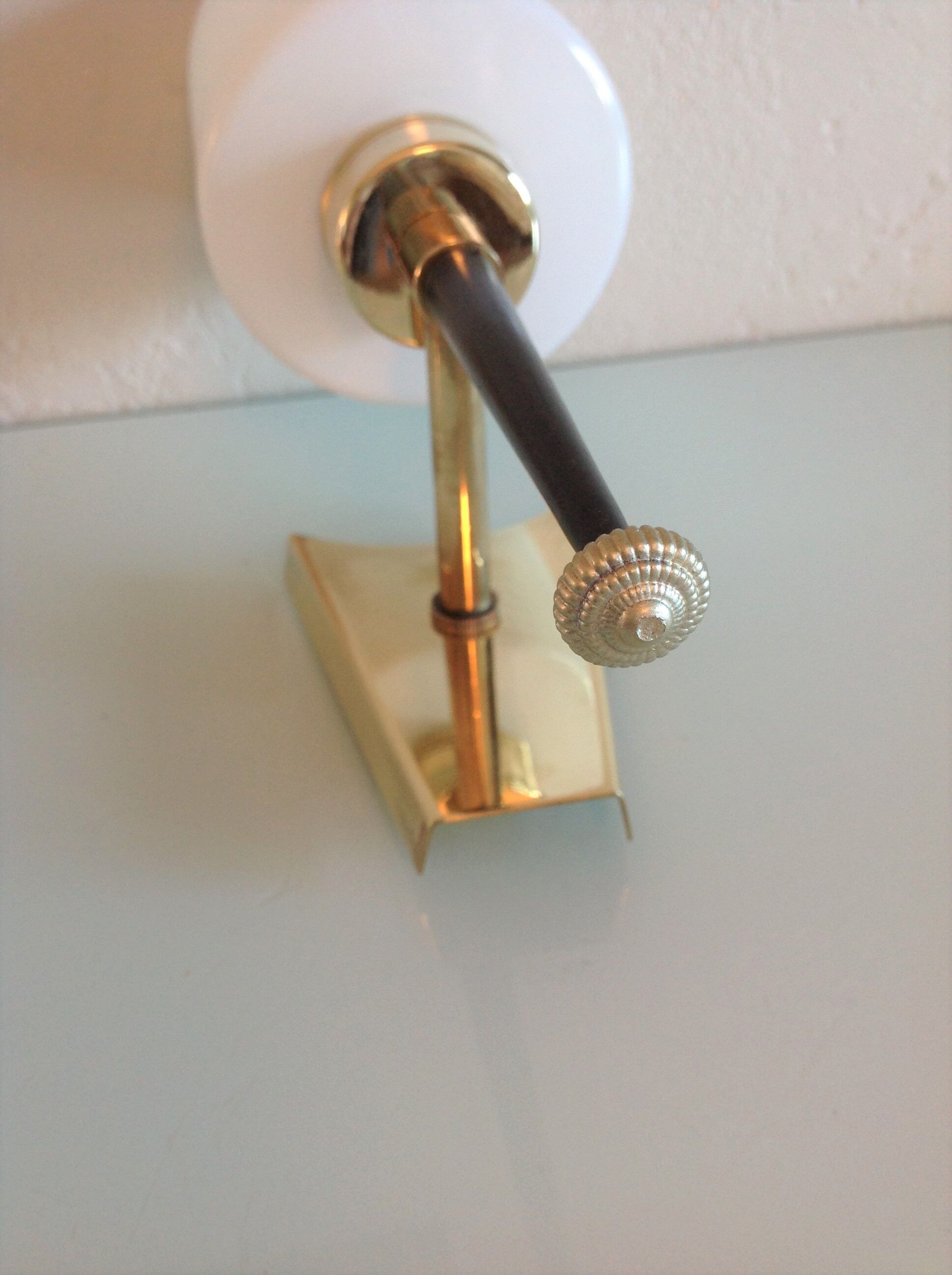 Brass and opaline wall lamp white / vintage 60s-70s