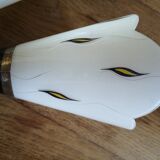 Double sconce in brass and tempered patterned glass 50s