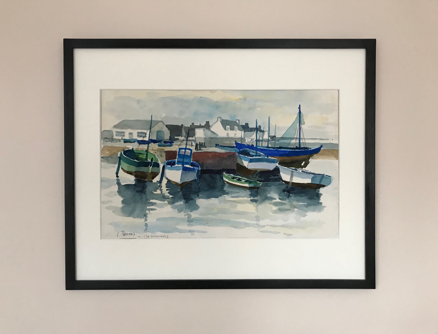 Watercolor by Louis PARRENS (1904-1993). Le Guilvinec