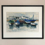 Watercolor by Louis PARRENS (1904-1993). Le Guilvinec