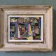 1951 Mid-Century Modern "Figures in Colour" Vintage Geometric Abstract Figurative Oil Painting, Fram