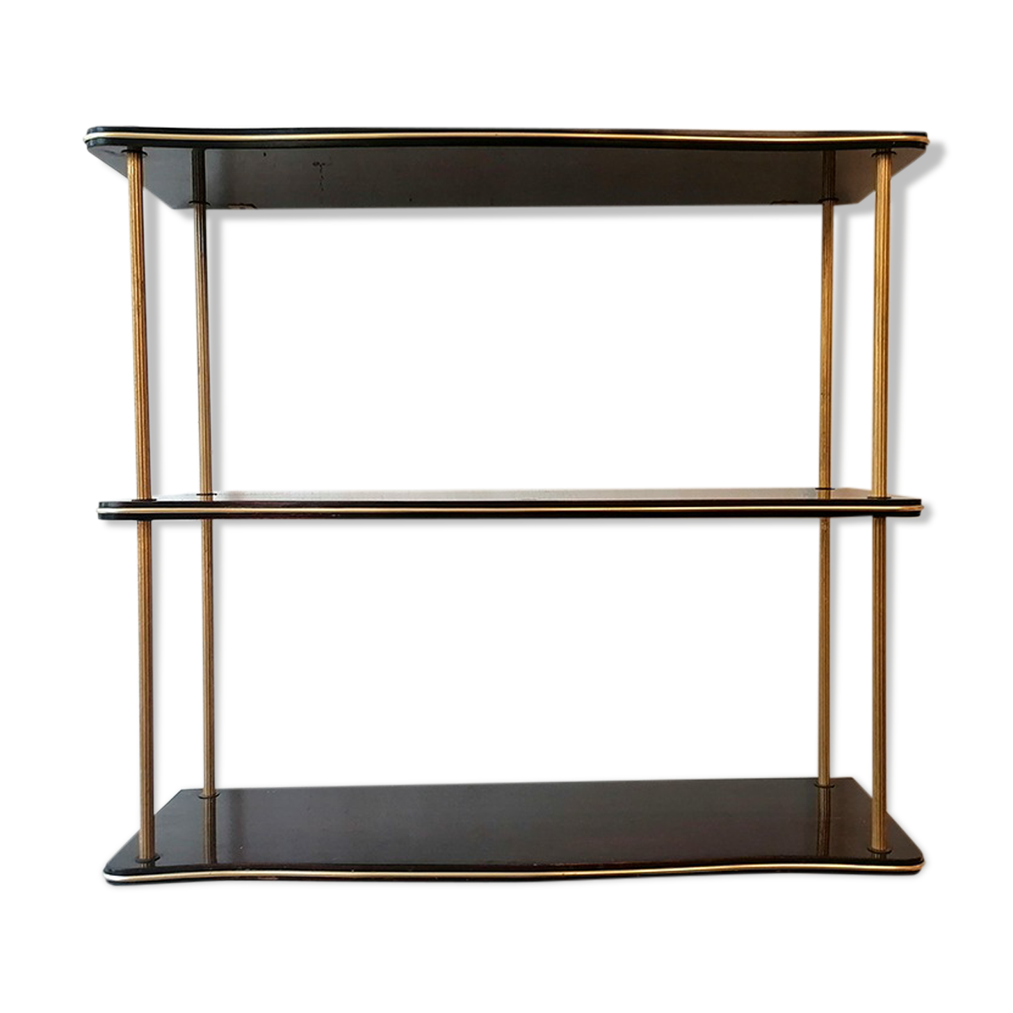 Wood shelf varnished and brass 1960