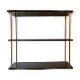 Etagère bois vernis et laiton 1960