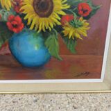 Tableau nature morte, tournesol, signé