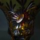 Bohemian cut crystal vase with Art Deco ruby red amber floral decoration
