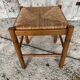 Vintage Wooden Stool with Woven Seat #D502
